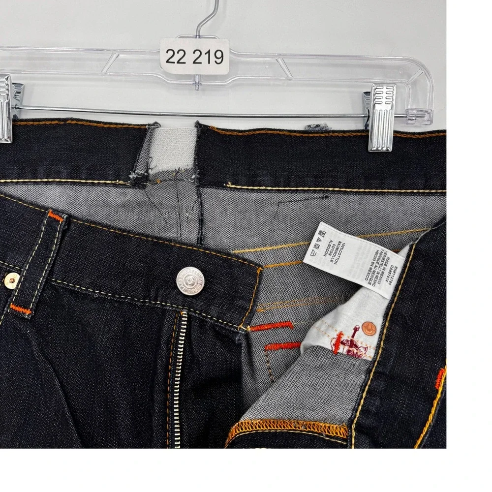True Religion Jeans Men 28 Dark‎ Indigo Skinny Flap SN Body Rinse Denim